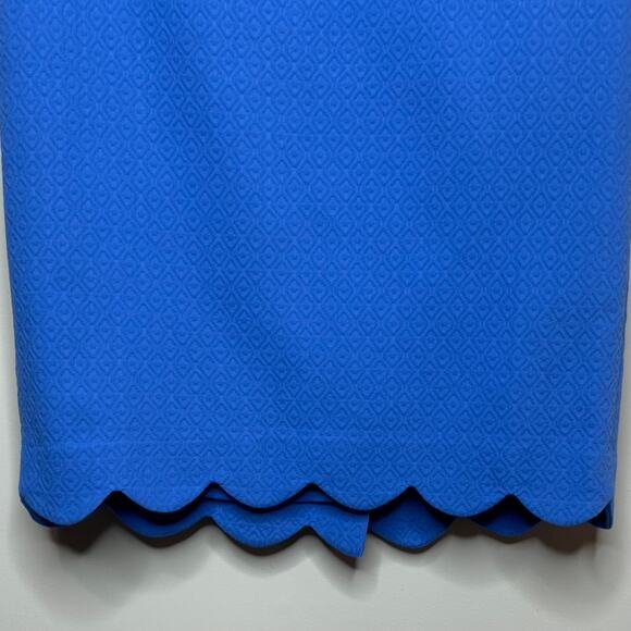 Talbots Blue Geometric Texture Skirt Size 2 Scalloped Hemline - Picture 3 of 9